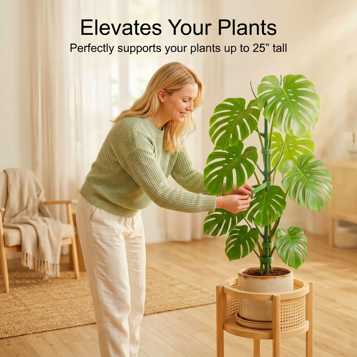 Unijoy plant trellis circular structure provides sturdy plant support to prevent drooping.