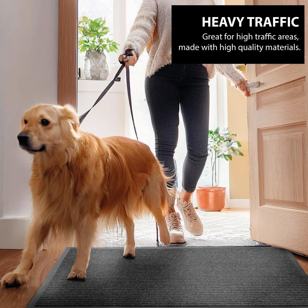 UNIMAT Traffic Guard non-slip rubber backing keeps mat in place on floors.