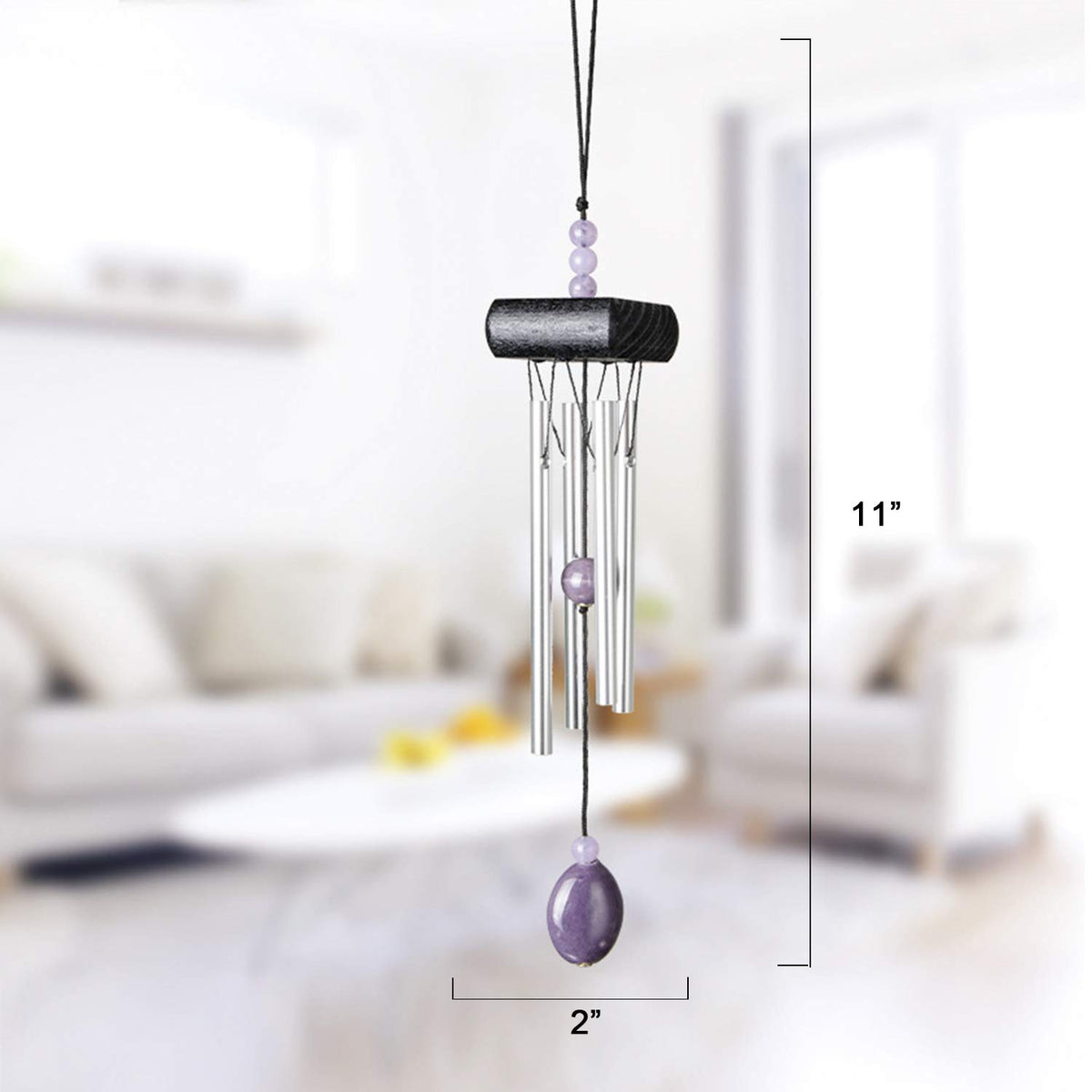 UNIME wind chimes 11-inch length hanging from a tree for gentle tones