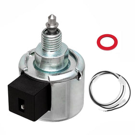 Unimore fuel shut-off solenoid assembly close-up showing compact, durable unit for lawn care.