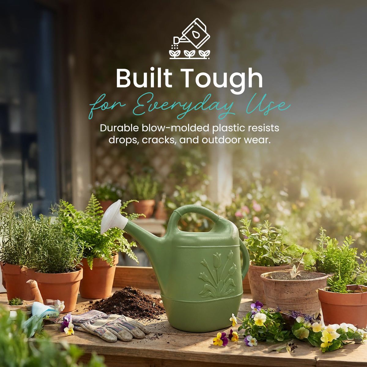 Union 63068 2-gallon capacity supports fewer refills during outdoor watering.