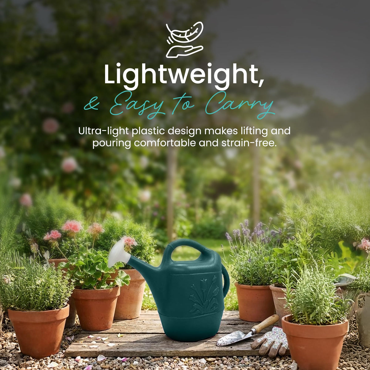 Union Products Watering Can crafted from durable blow-mold plastic for long-lasting use.