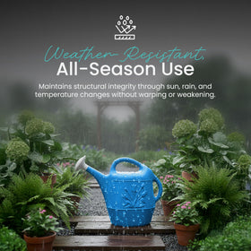 Union watering can with 13x7.25x17 inch dimensions for easy handling.