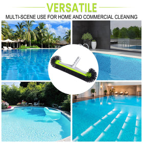 Unipool green-black brush head blends with pool equipment.