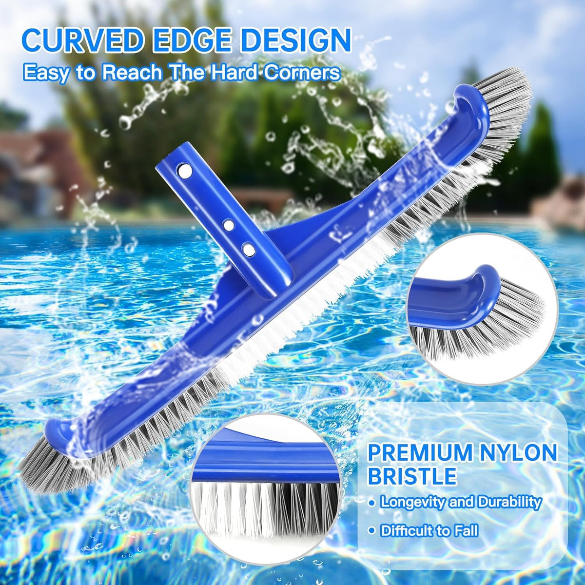 Unipool high-density nylon bristles resist wear over time.