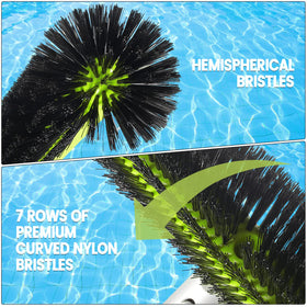 Unipool brush head with 7 rows bristles covers more surface area.
