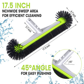 Unipool pool brush head aluminum back resists bending during scrubbing.
