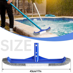 Unipool pool brush head with curved ends for reaching corners