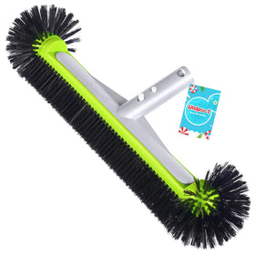 Unipool pool brush head with round ends cleans walls and tiles safely.