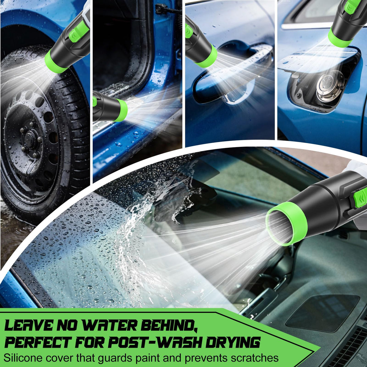 Uniqwamo soft silicone band protects paint during airflow drying.