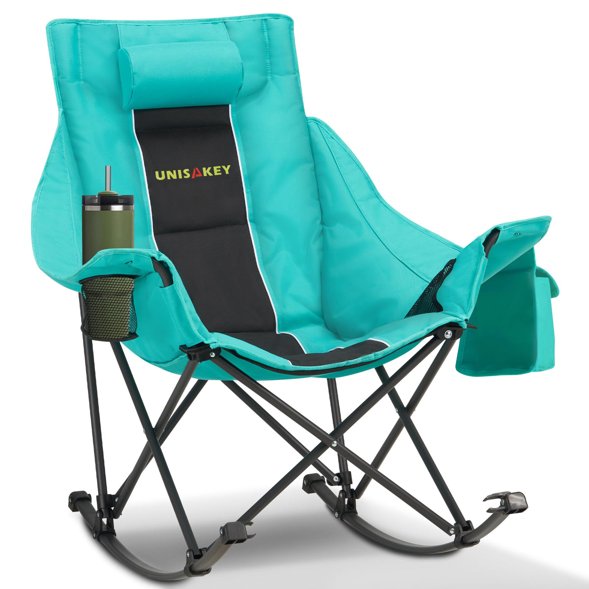 Unisakey oversized rocking chair folded for easy transport and storage.