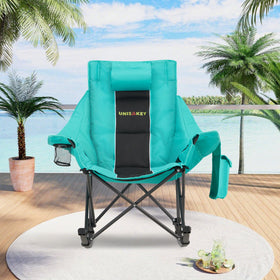 Unisakey rocking chair with cup holder keeps drinks within reach outdoors.