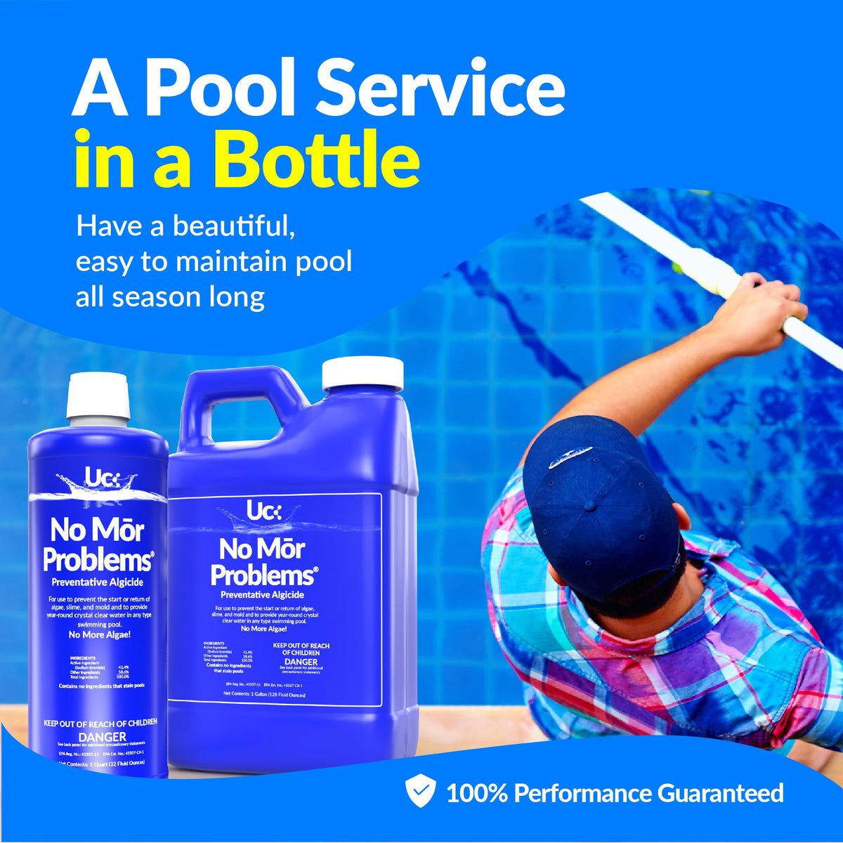 United Chemical No More Problem algae prevention in action for a clear pool.