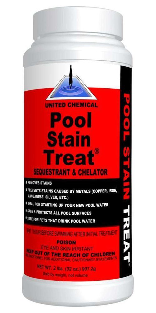 United Chemical PST-C12 pool stain treat bottle, mineral control and stain prevention use
