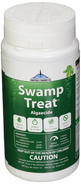United Chemical SWAM-C12 bottle label highlights algae control potential.