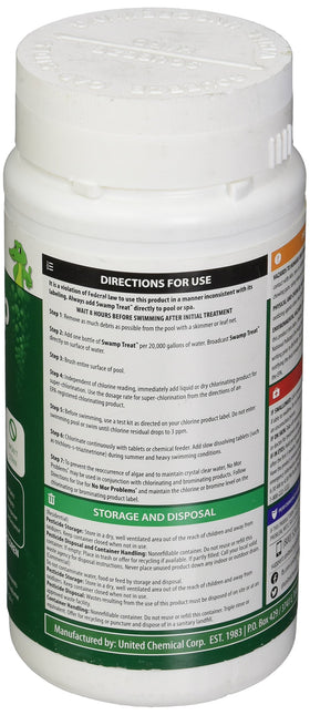 United Chemical SWAM-C12 pour action applying treatment to pool water.