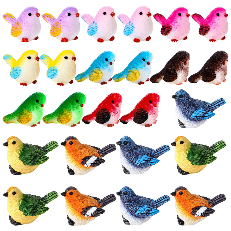 Unittype bird figurines collection, 25 pieces, perfect for tiny garden scenes.