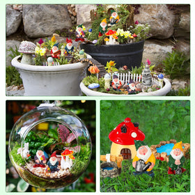 Unittype gnome mini figures set for DIY crafts and charming home decor.