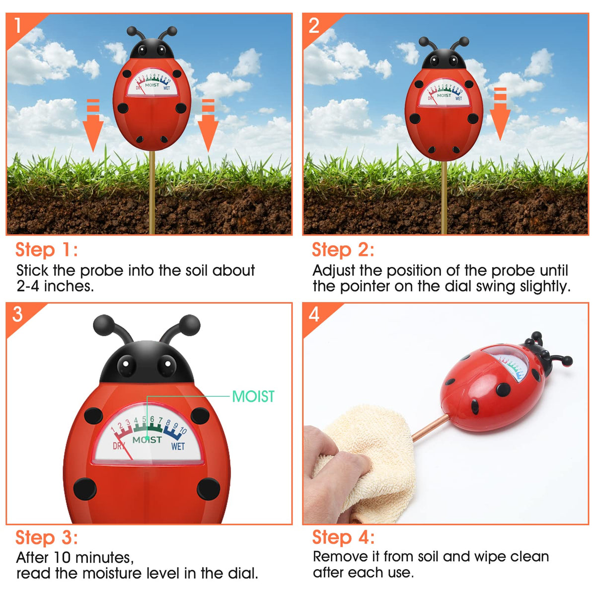 UNIWA's double-needle sensor delivers quick, reliable soil readings for indoor and outdoor plants.