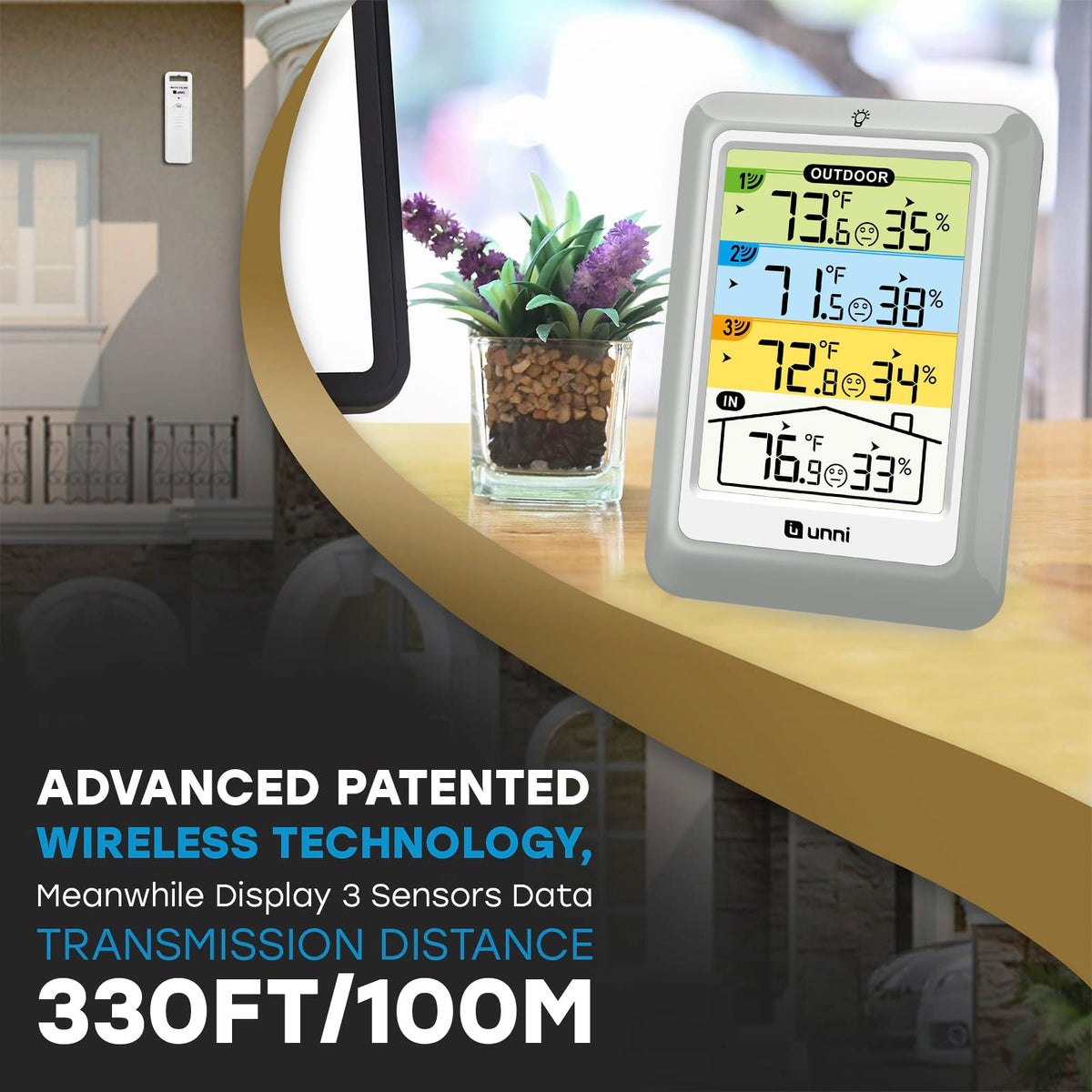 U UNNI adjustable backlight lets you read temperatures at night