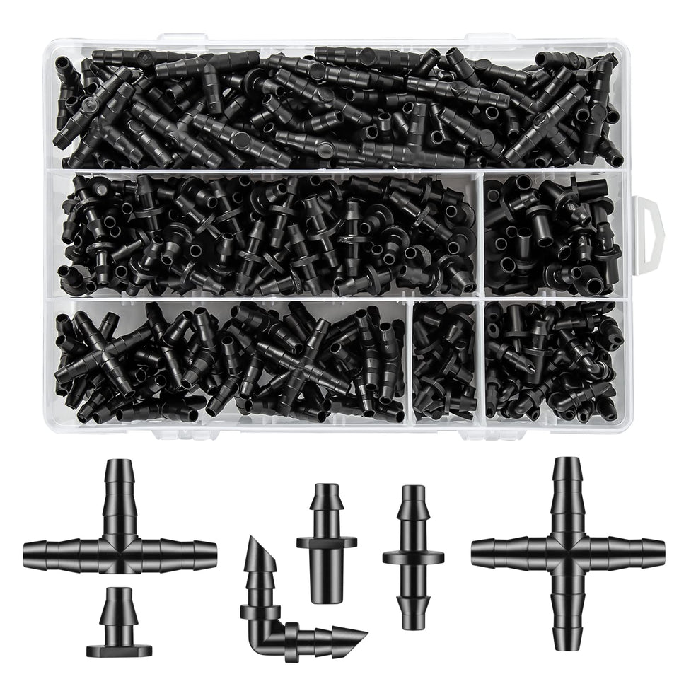 Unoutur 300pcs barbed connectors kit for precise garden irrigation.