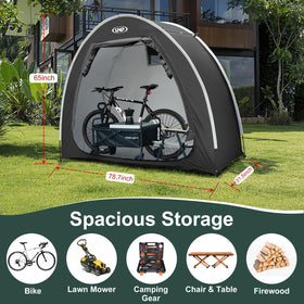 UNP bike storage shed tent: side opening for easy access to bikes