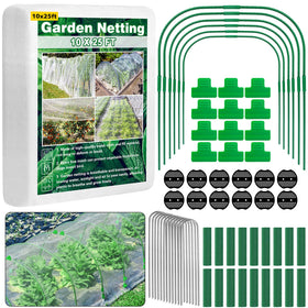 Unves garden netting kit covering plants while allowing water and light through