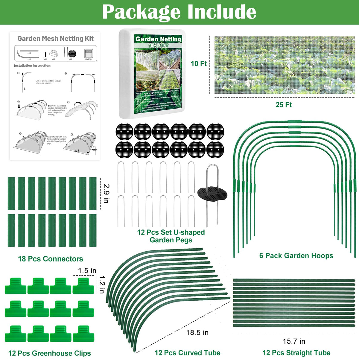 Unves garden clips secure netting edges for quick installation