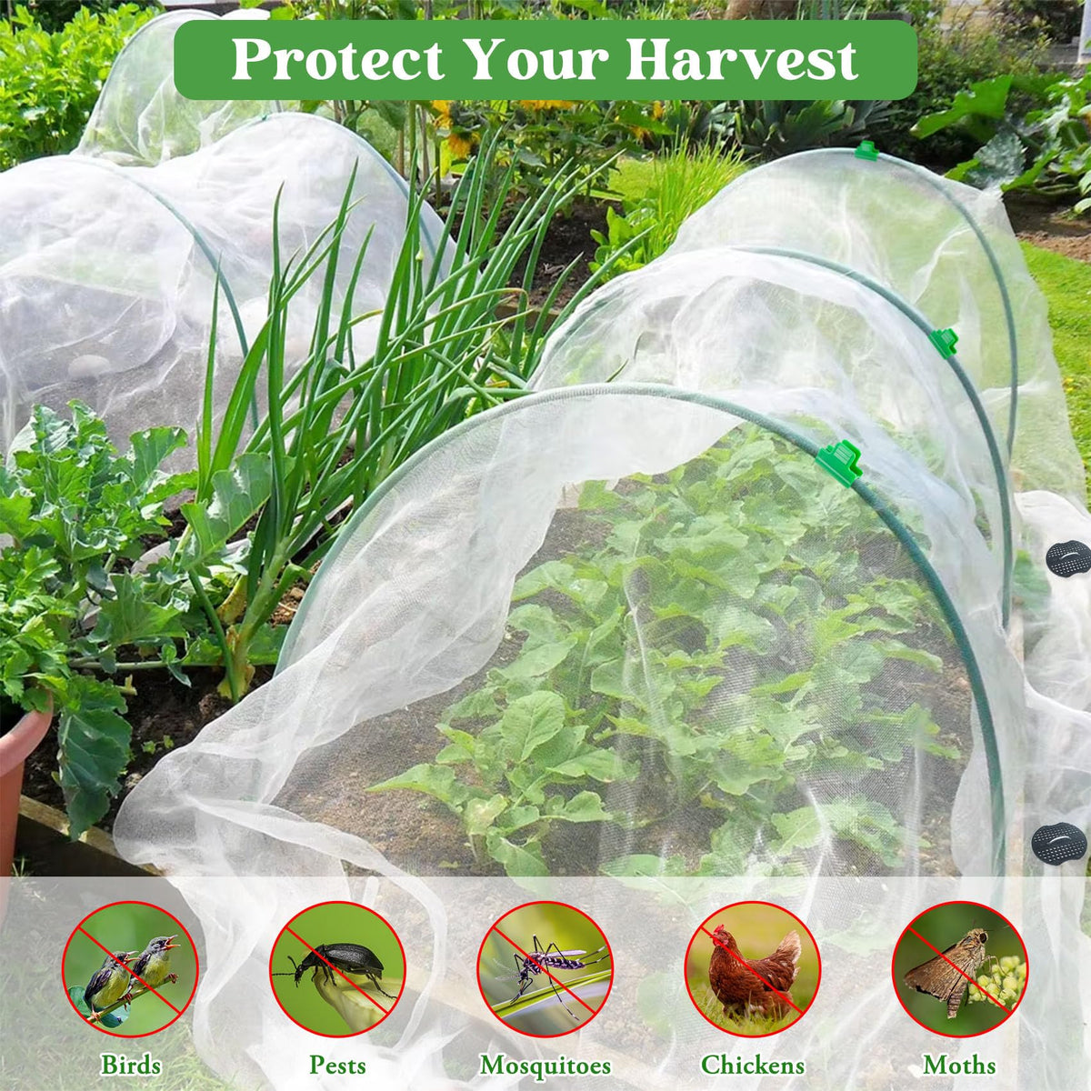 Unves garden hoops set showing lightweight, sturdy frames for protective netting