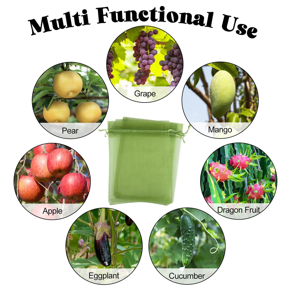 Unves tear-resistant mesh protects fruit from pests in the garden.