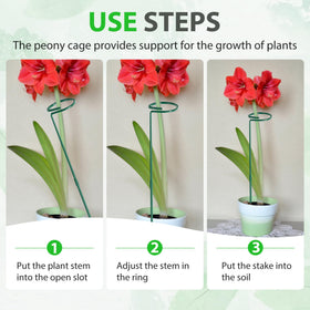 Unves green steel stake resists rust for repeated garden use.