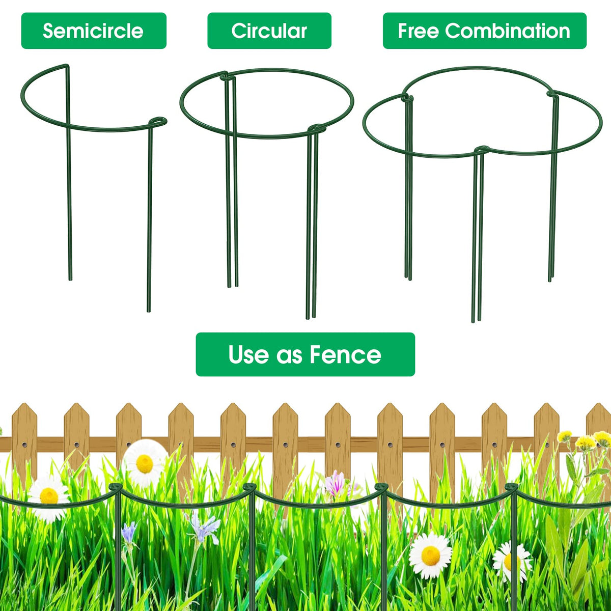 Unves ground-install peony cage is easy to position around plants.