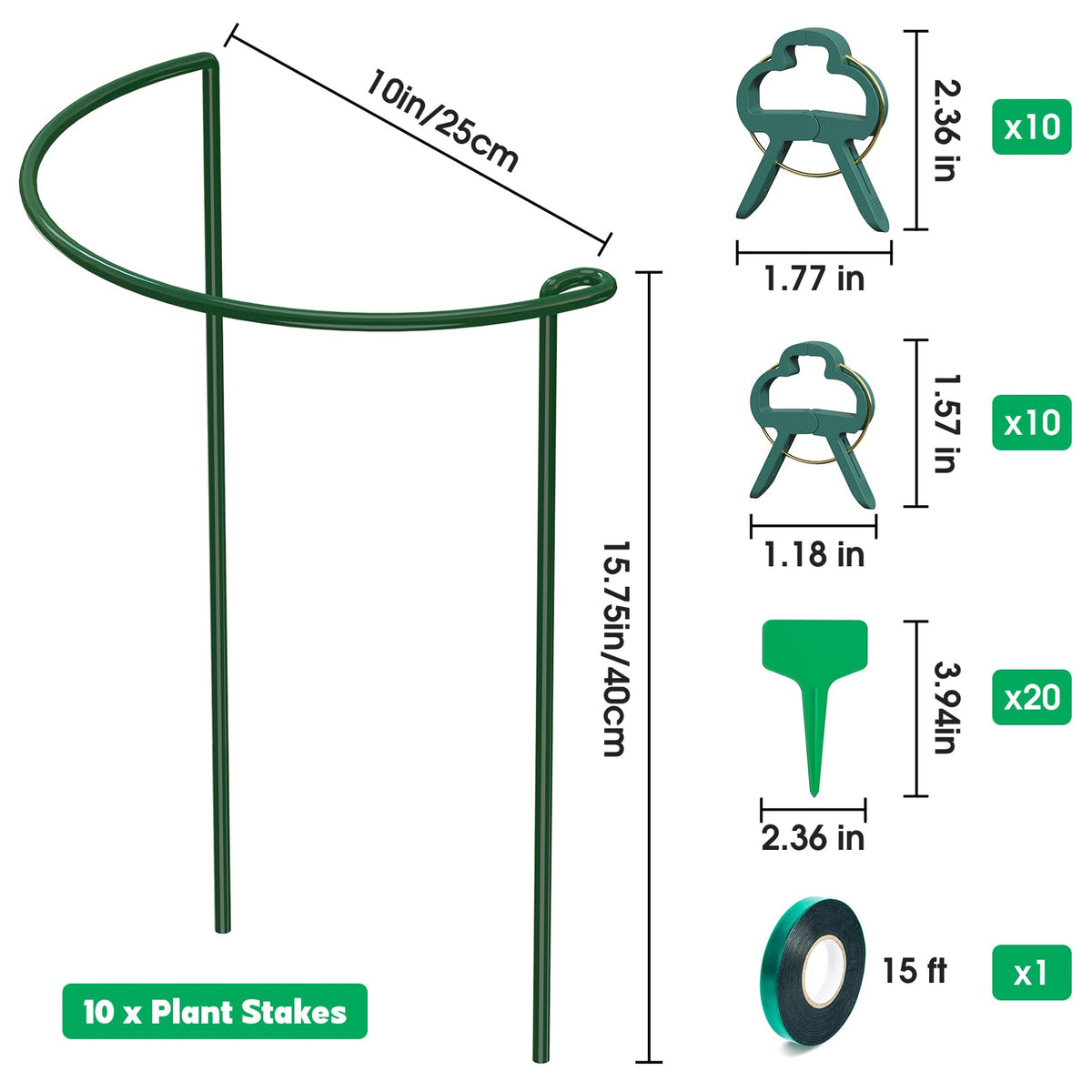 Unves metal plant clips secure stems without damage to growth.