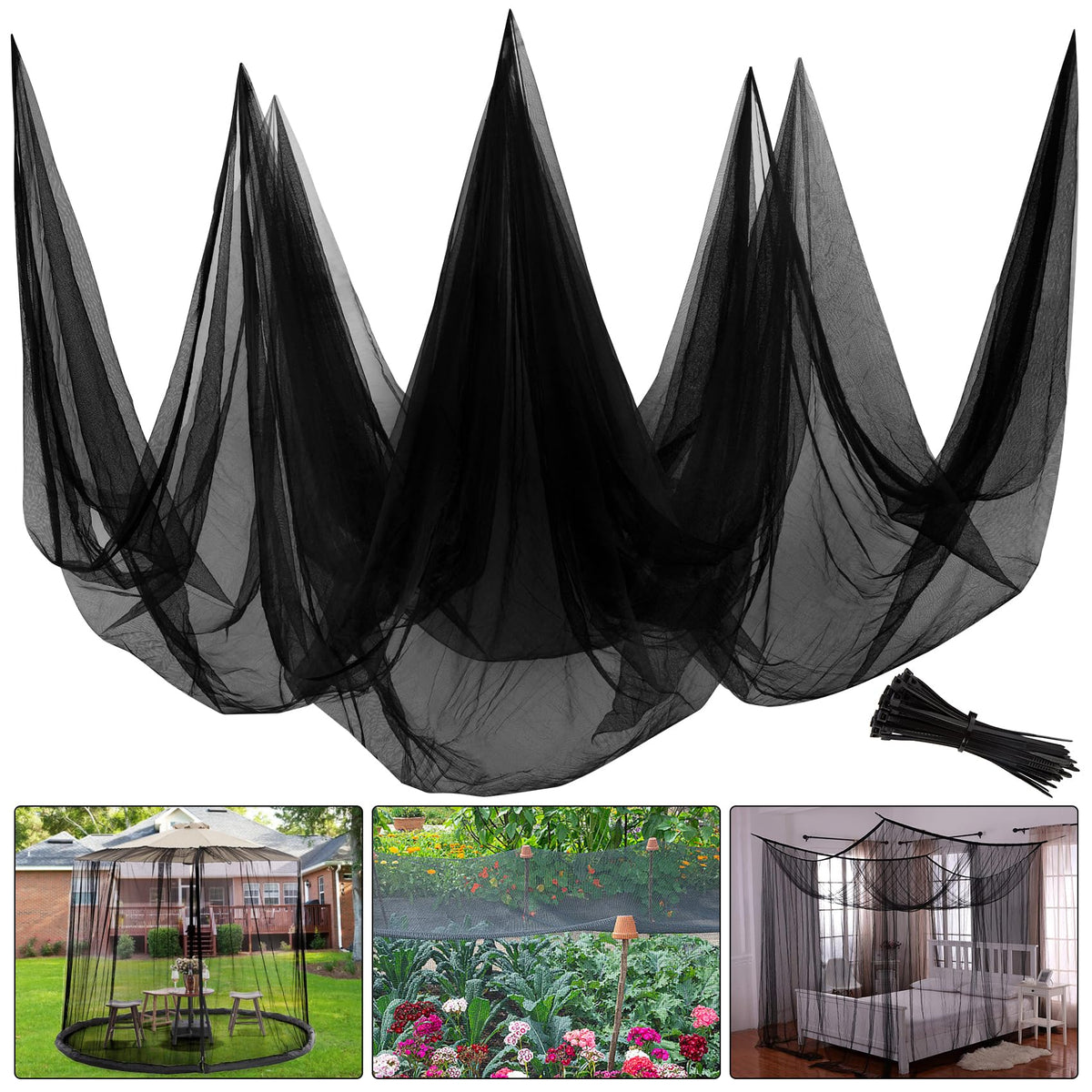 Unves mosquito netting 10x39ft patio provides wide coverage for garden spaces.