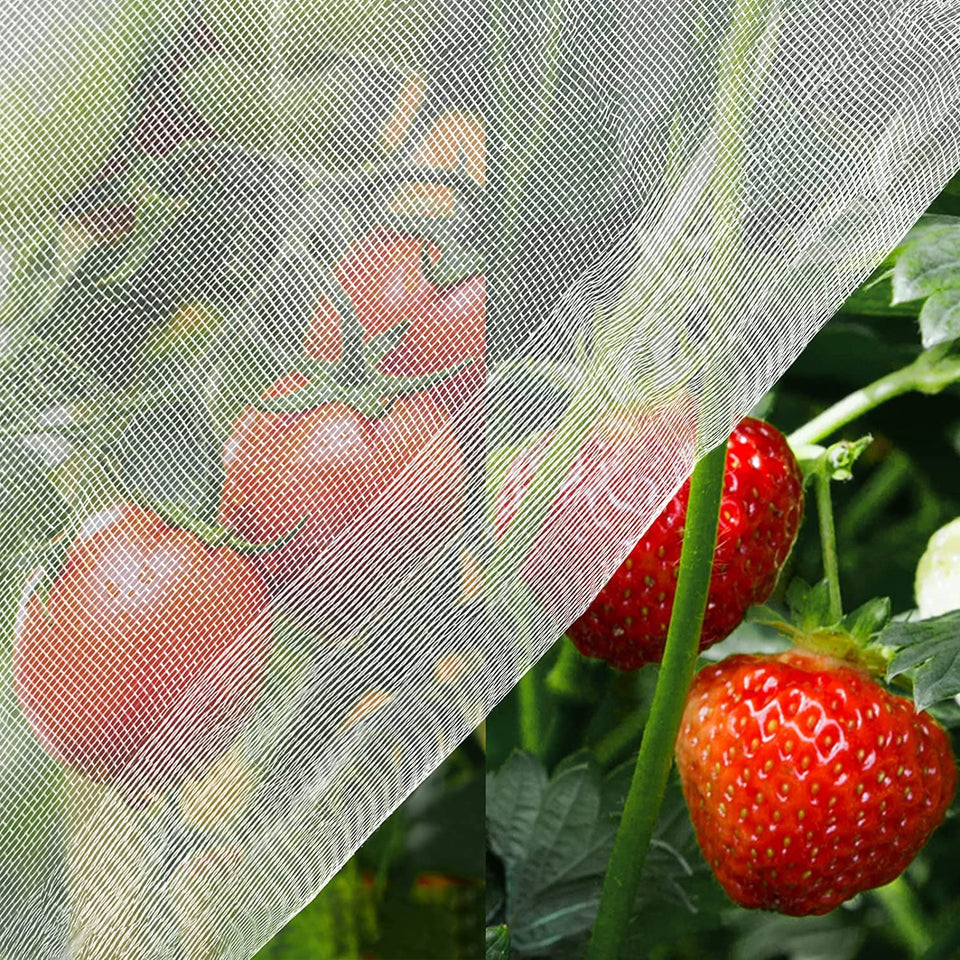 Unves mosquito netting in 6-5x10 size protecting garden plants from pests