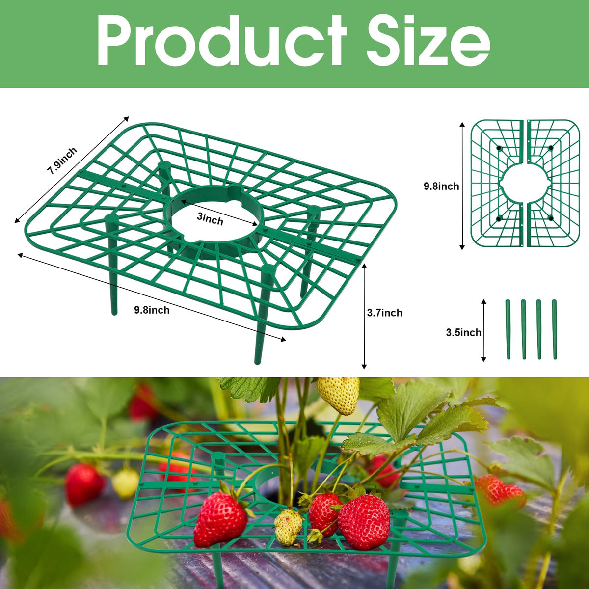 Unves 10-pack strawberry supports laid out for quick garden setup