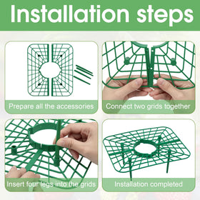 Unves square mesh trays and stakes attached for easy assembly