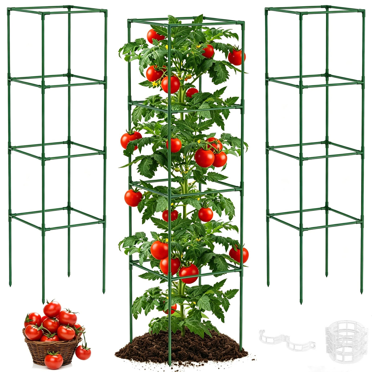 Unves tomato cage 3pack assembled for sturdy home garden support