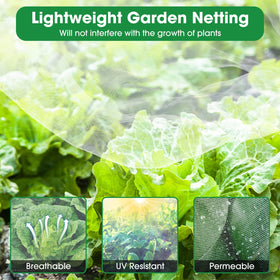 Unves transparent fruit-tree netting lets light and air through while guarding plants.