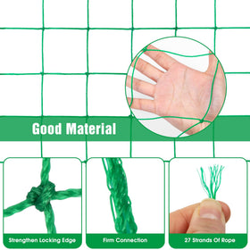 Unves Trellis Netting used for cucumbers, tomatoes, peas, and beans in a sunny bed.