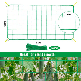 Unves Trellis Netting outdoor setup supports climbing cucumbers and tomatoes.