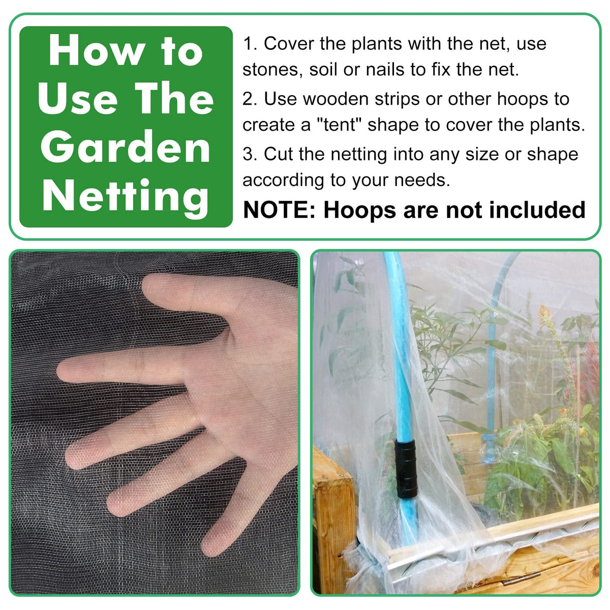 Unves vegetable crop netting ideal for nurseries and home gardens.