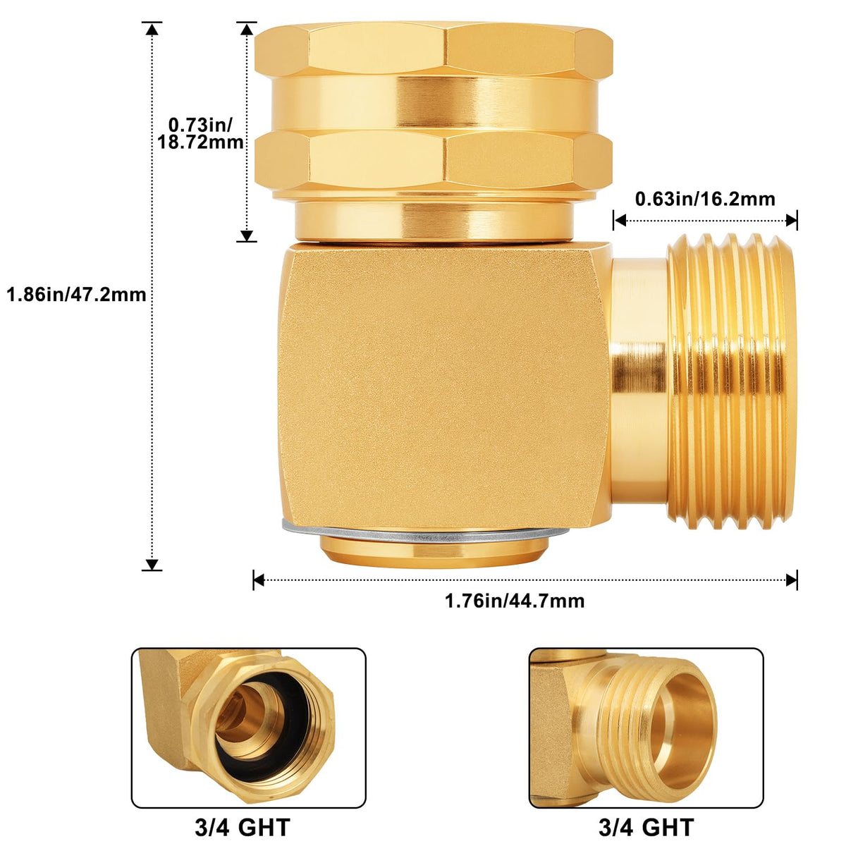 UNWAVER solid brass fitting close-up showing durability and corrosion resistance