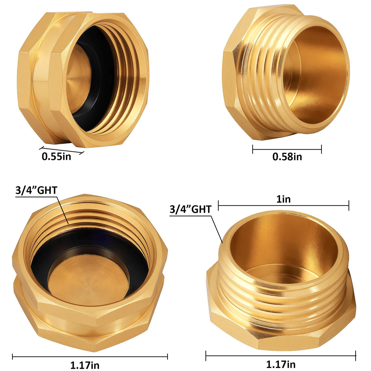 UNWAVER brass end cap with washers enhances leak protection for hoses.