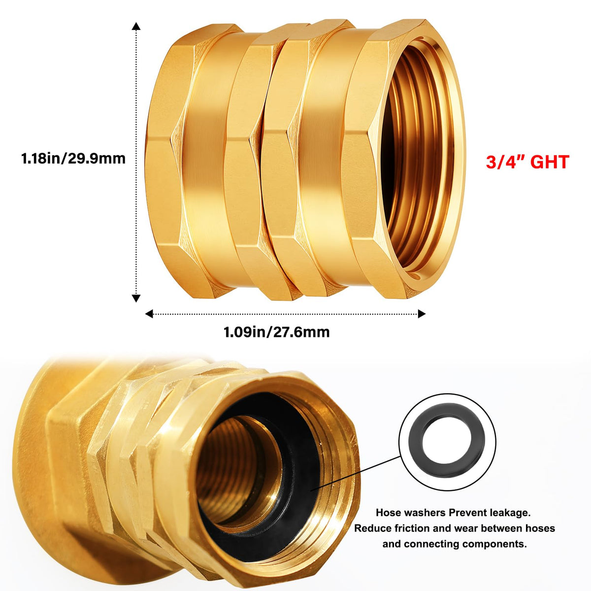 UNWAVER brass garden hose connector 3/4 GHT demonstrates durable, rust-resistant performance