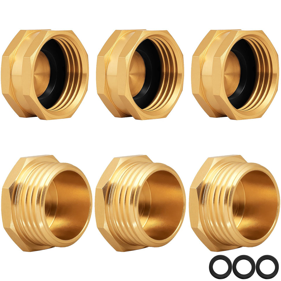 UNWAVER brass hose end cap pack seals outdoor connections against dust.