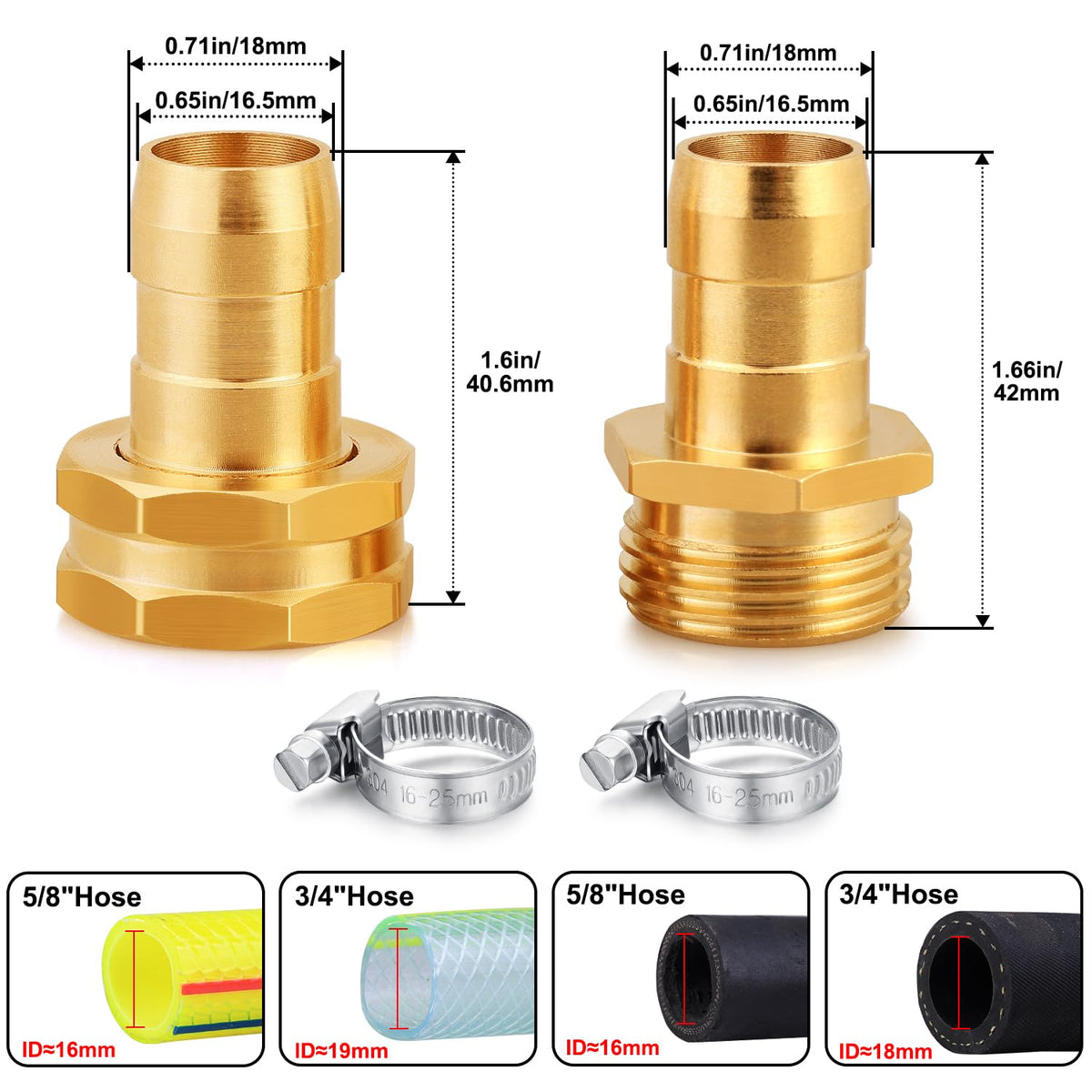 UNWAVER brass hose repair connectors close-up highlighting durability.