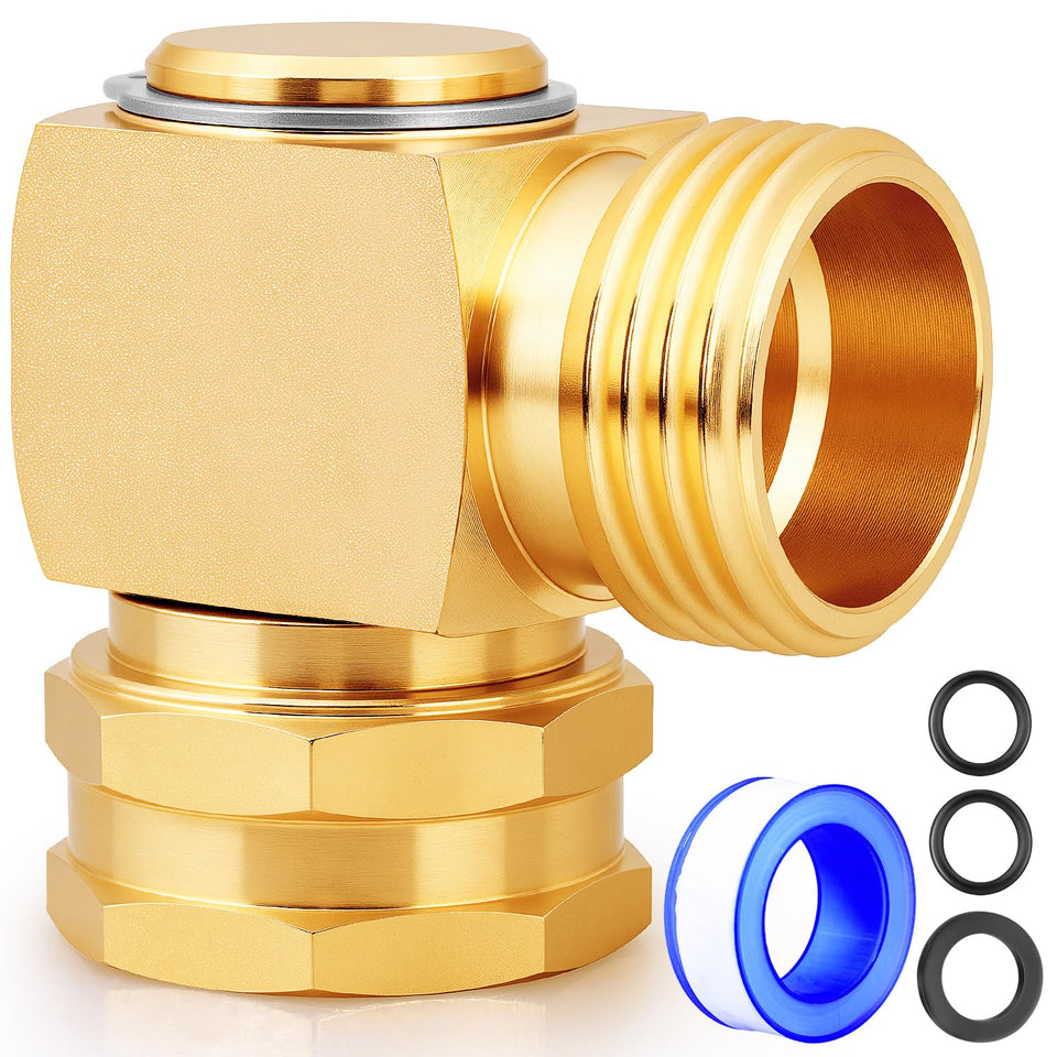 UNWAVER garden hose swivel elbow 90 degree connector in use for flexible watering