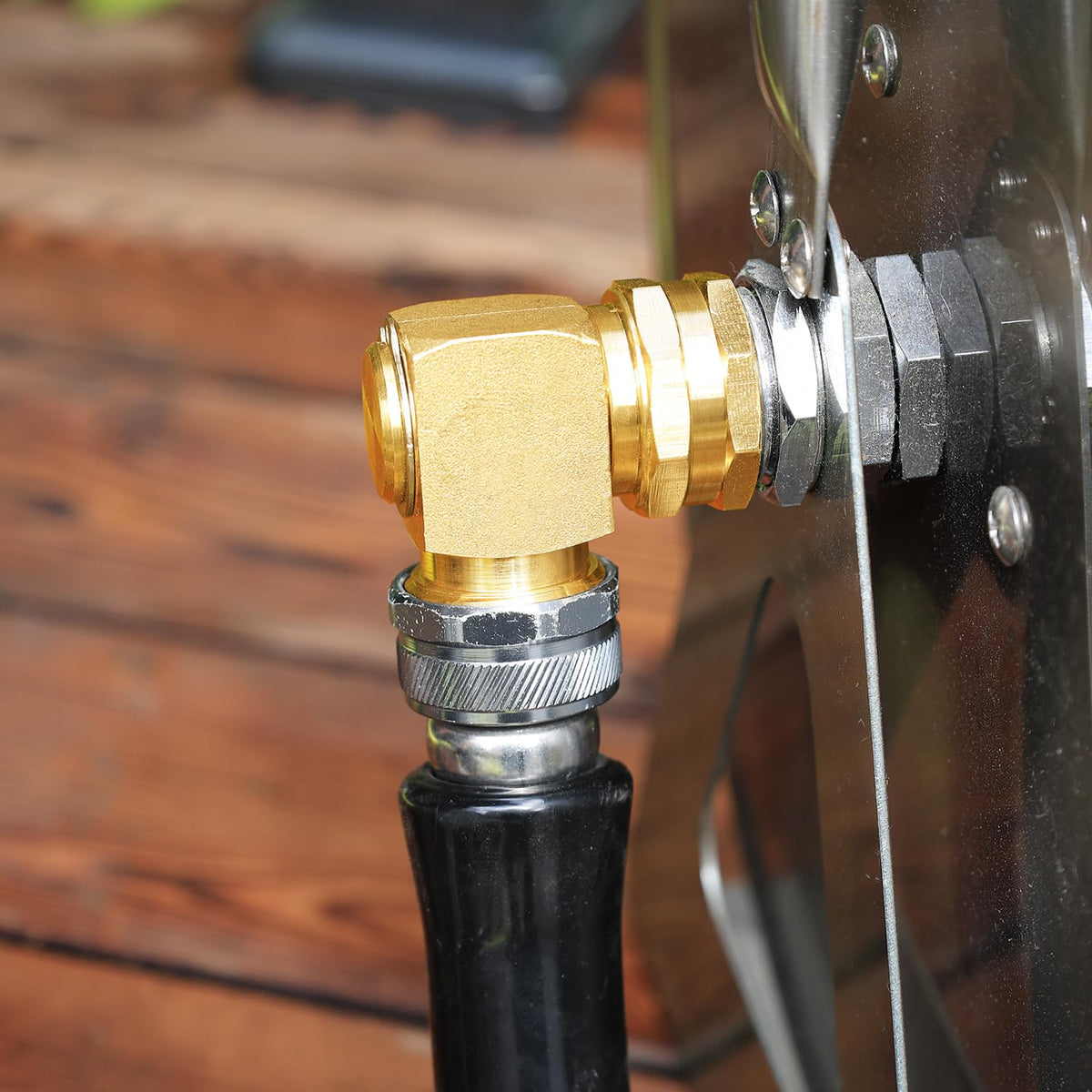UNWAVER RV water intake hose adapter setup demonstrating flexible routing
