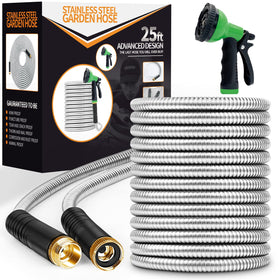 Unywarse steel hose 25ft for durable outdoor watering with steady flow.